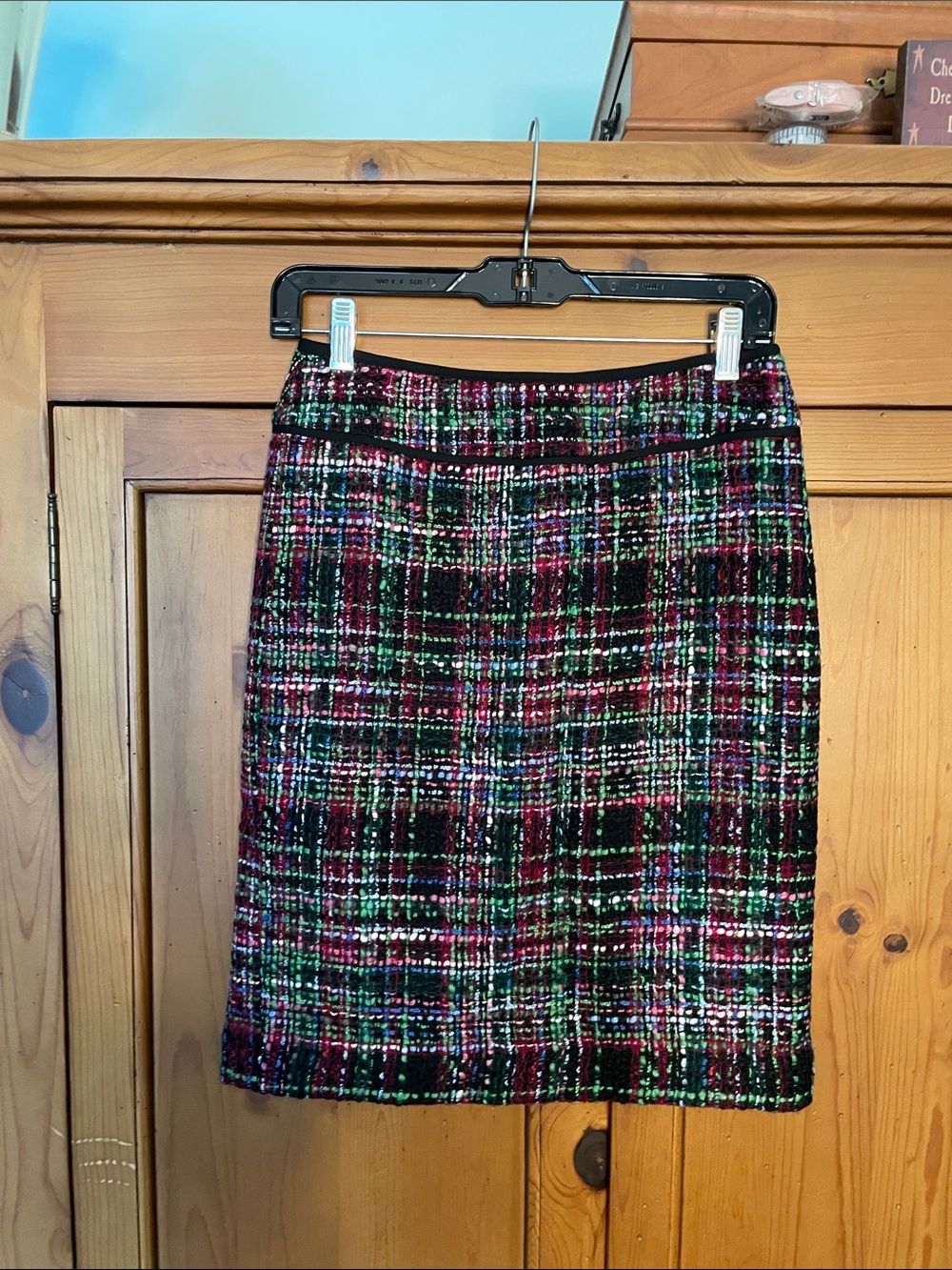 Talbots Multicolor Tweed Pencil Skirt in Black, Green, Pink